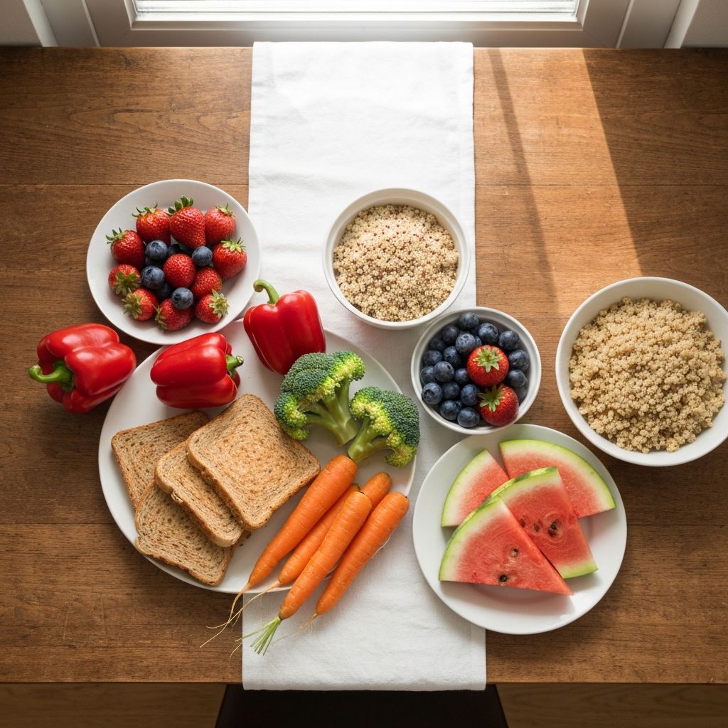 Balanced nutrition with fresh vegetables and fruits